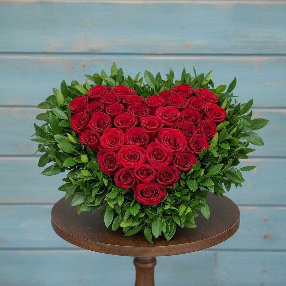 Цветочная композиция из Розы в виде сердца в Сертолово