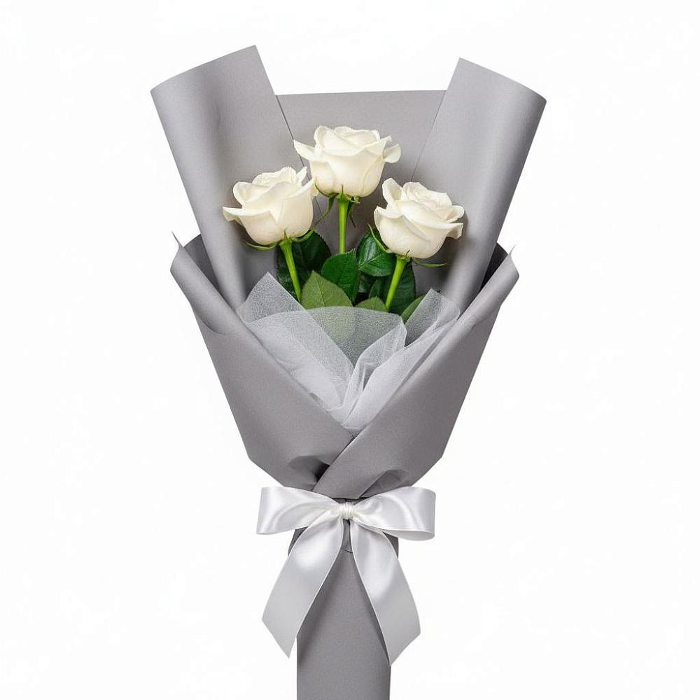 Букет 3 белые розы в Сертолово