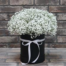 Цветочная композиция из Гипсофила в шляпной коробке в Сертолово