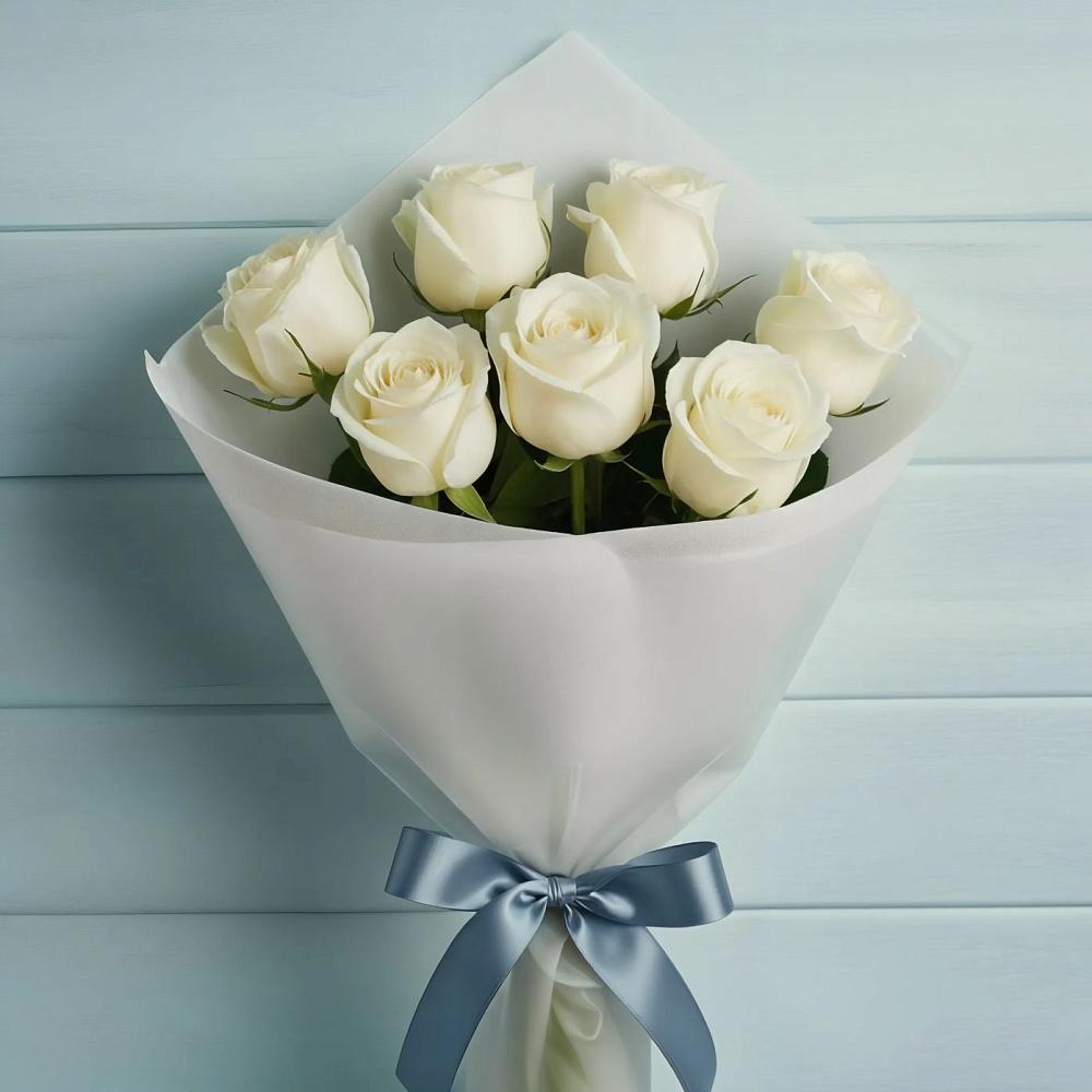 Букет 7 Белых роз Эдлесс Лав в Сертолово