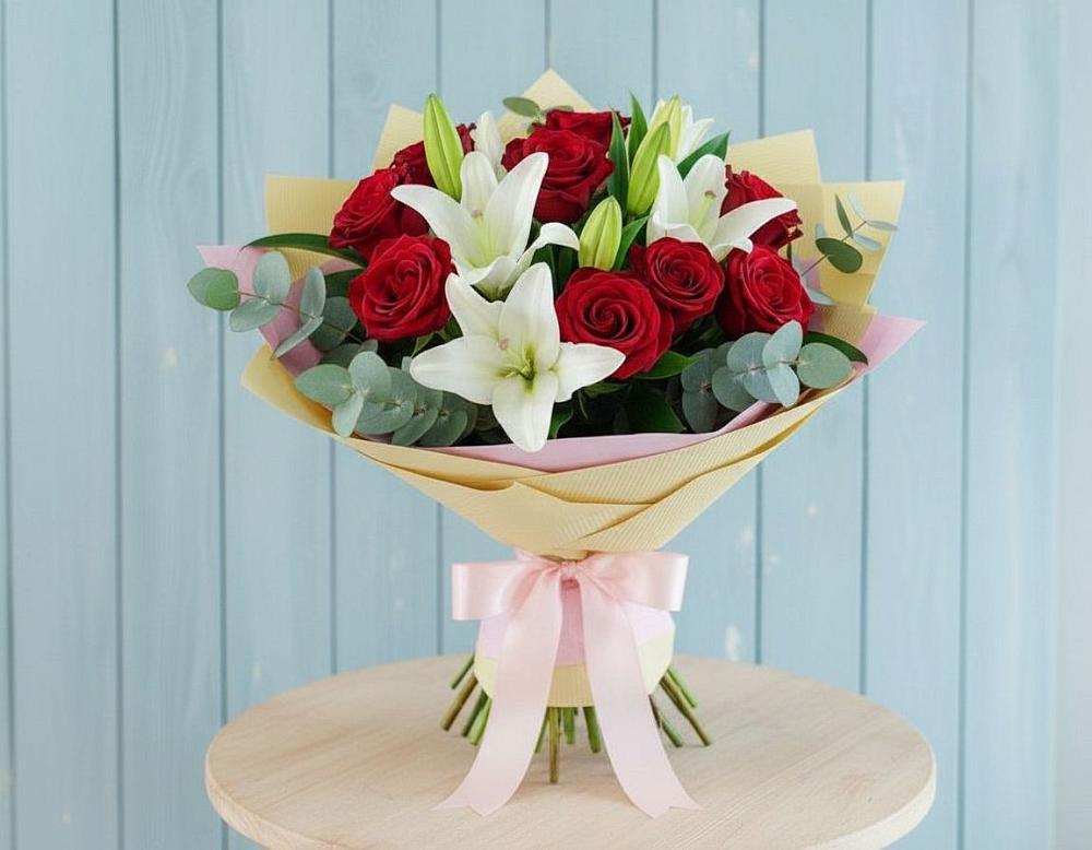 Букет цветов из: Лилии и Розы в Сертолово